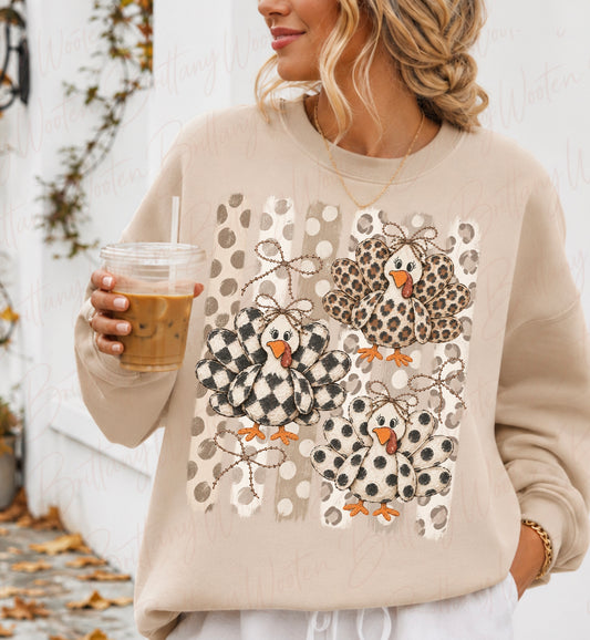Preppy Fall Turkeys - Gildan/Jerzees Crew