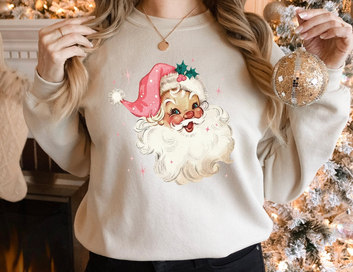 Pink Vintage Santa Sweatshirt