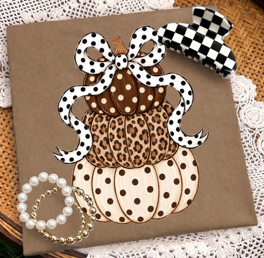 Stacked Pumpkins w/ Bow Tee - Comfort Colors